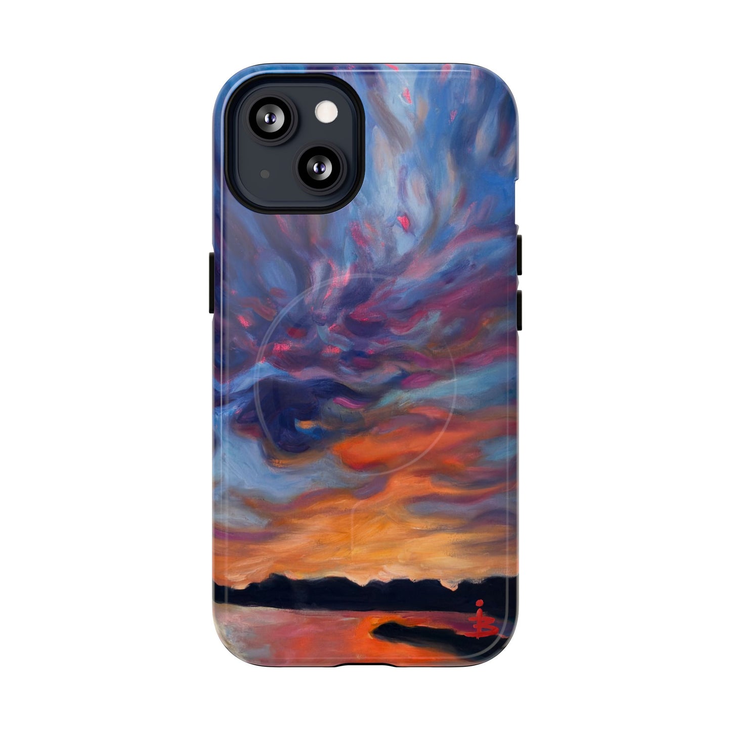 Magnetische Handyhülle – Abstraktes Sonnenuntergangsmuster für iPhones