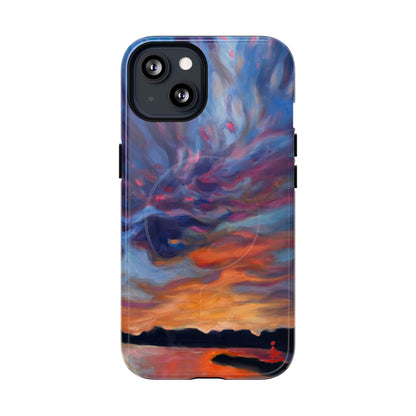 Magnetische Handyhülle – Abstraktes Sonnenuntergangsmuster für iPhones