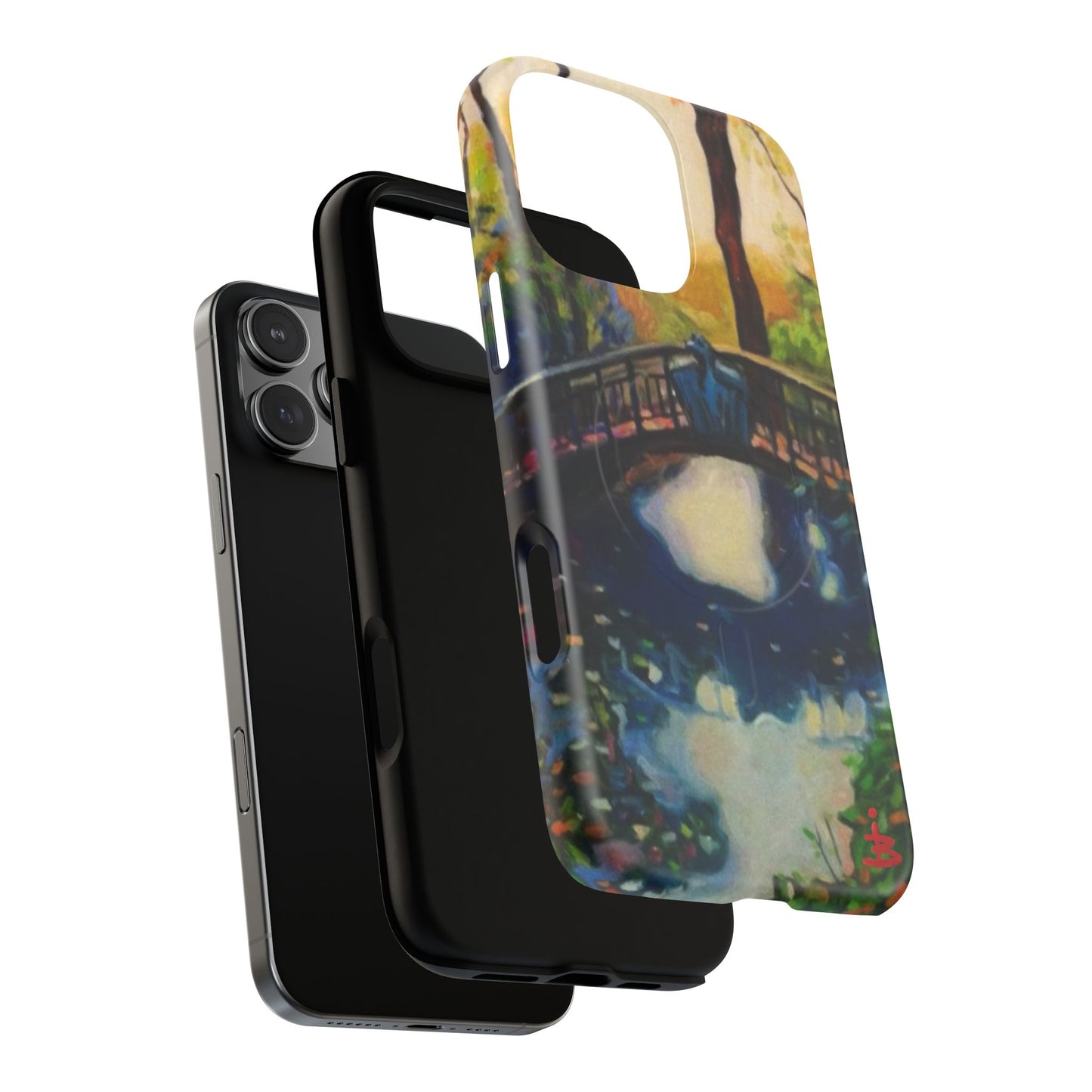 Artistic Bridge Phone Case — Romantic Watercolor Landscape Tough Magnetic Case