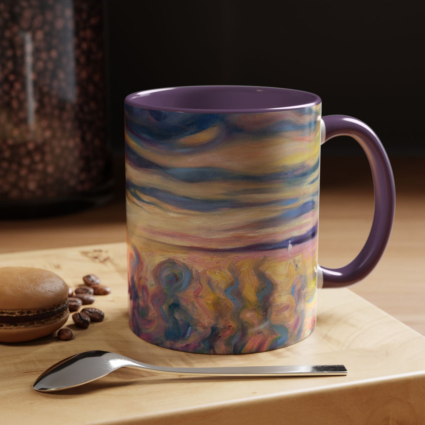 Kaffeetasse „Sunset Dreamscape“ – Tasse mit abstraktem Sonnenuntergangsmotiv (325 ml)