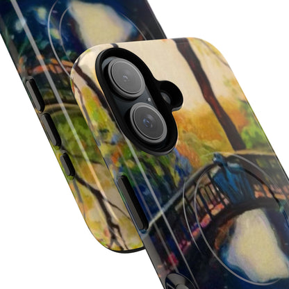 Artistic Bridge Phone Case — Romantic Watercolor Landscape Tough Magnetic Case