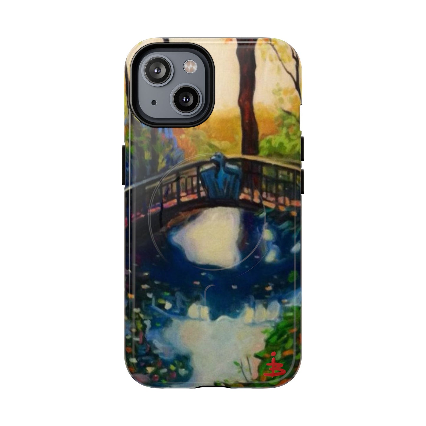 Artistic Bridge Phone Case — Romantic Watercolor Landscape Tough Magnetic Case