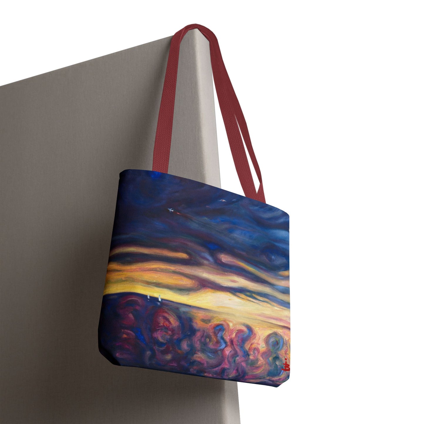 Tragetasche „Sonnenuntergangs-Traumlandschaft“ – Abstrakter Nachthimmel-Allover-Print