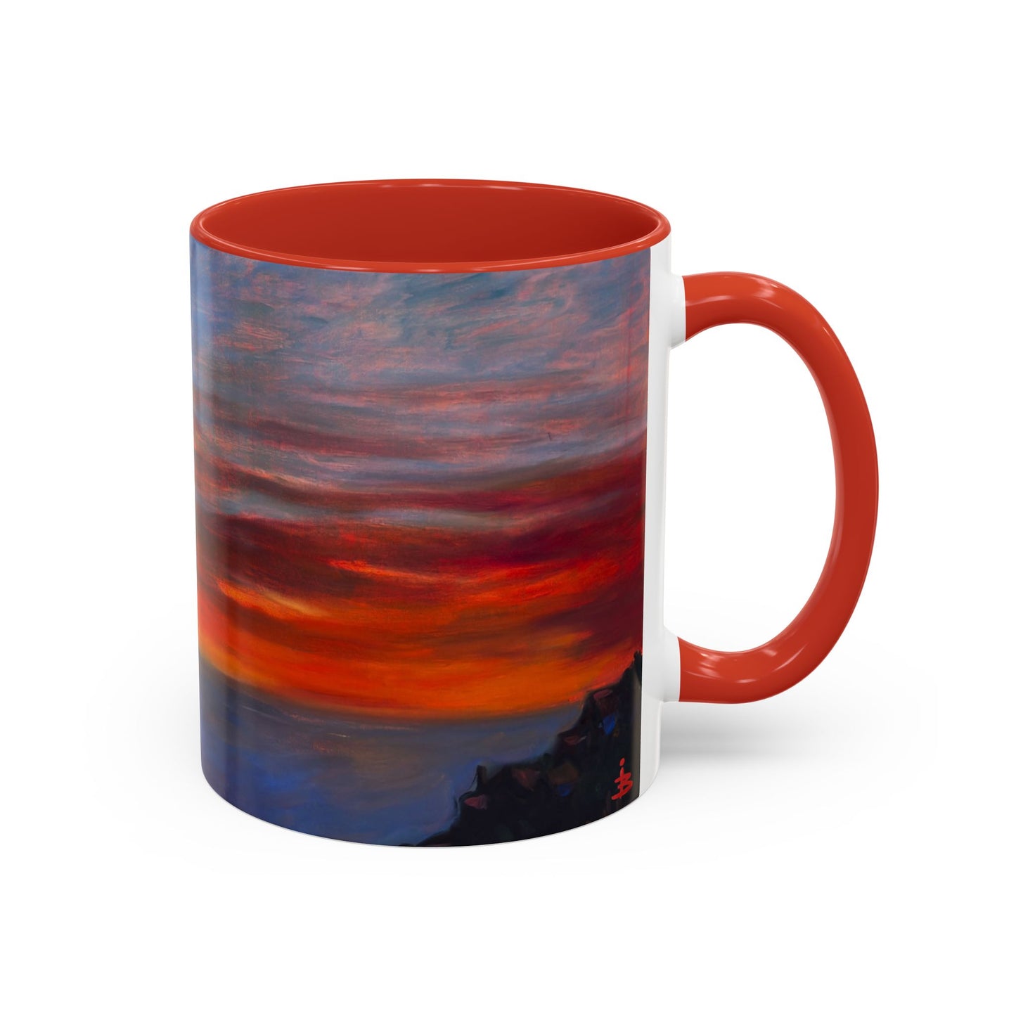 Küsten-Kaffeetasse mit Sonnenuntergang – Tasse mit Meeresblick und Sonnenuntergang (325/440 ml)