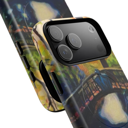 Artistic Bridge Phone Case — Romantic Watercolor Landscape Tough Magnetic Case