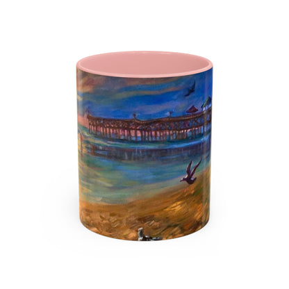 Kaffeetasse „Sonnenuntergang am Küstenpier“ – Künstlerische Tasse mit maritimem Akzent (325 ml)