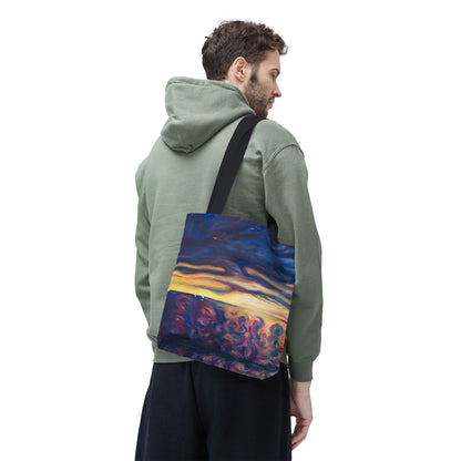 Tragetasche „Sonnenuntergangs-Traumlandschaft“ – Abstrakter Nachthimmel-Allover-Print