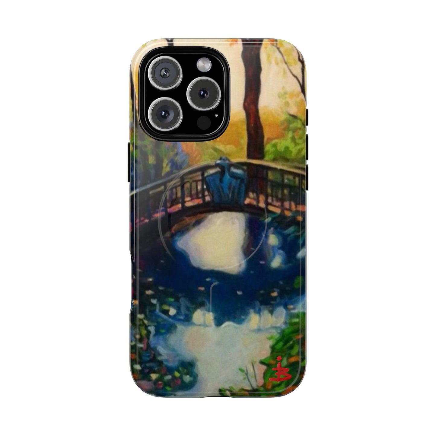 Artistic Bridge Phone Case — Romantic Watercolor Landscape Tough Magnetic Case