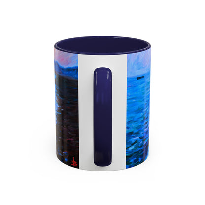 Kaffeetasse „Sonnenaufgang an der Küste“ – Tasse mit Meerespier-Motiv (325 ml)