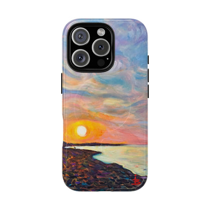 Robuste magnetische Handyhülle „Sunset Shore“ – Schützende, künstlerische Strand-Sonnenuntergangs-Optik