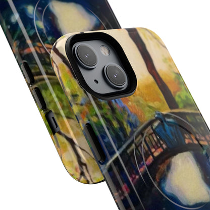 Artistic Bridge Phone Case — Romantic Watercolor Landscape Tough Magnetic Case