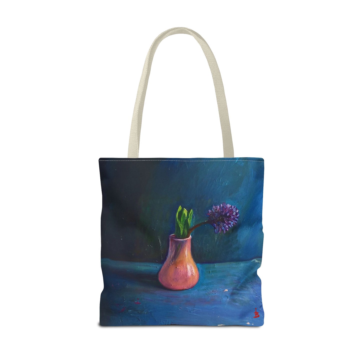 Florale Stillleben-Einkaufstasche – Malereische Vase & Lila Blüte AOP
