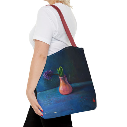 Florale Stillleben-Einkaufstasche – Malereische Vase & Lila Blüte AOP