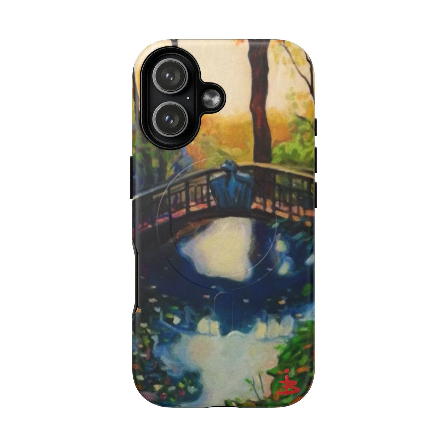 Artistic Bridge Phone Case — Romantic Watercolor Landscape Tough Magnetic Case
