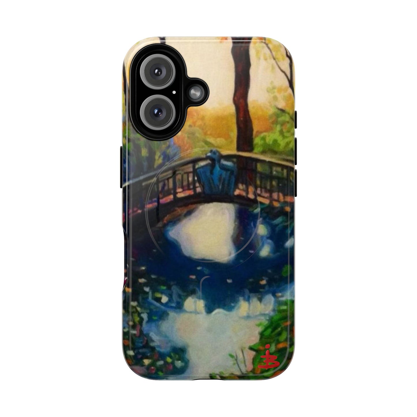 Artistic Bridge Phone Case — Romantic Watercolor Landscape Tough Magnetic Case