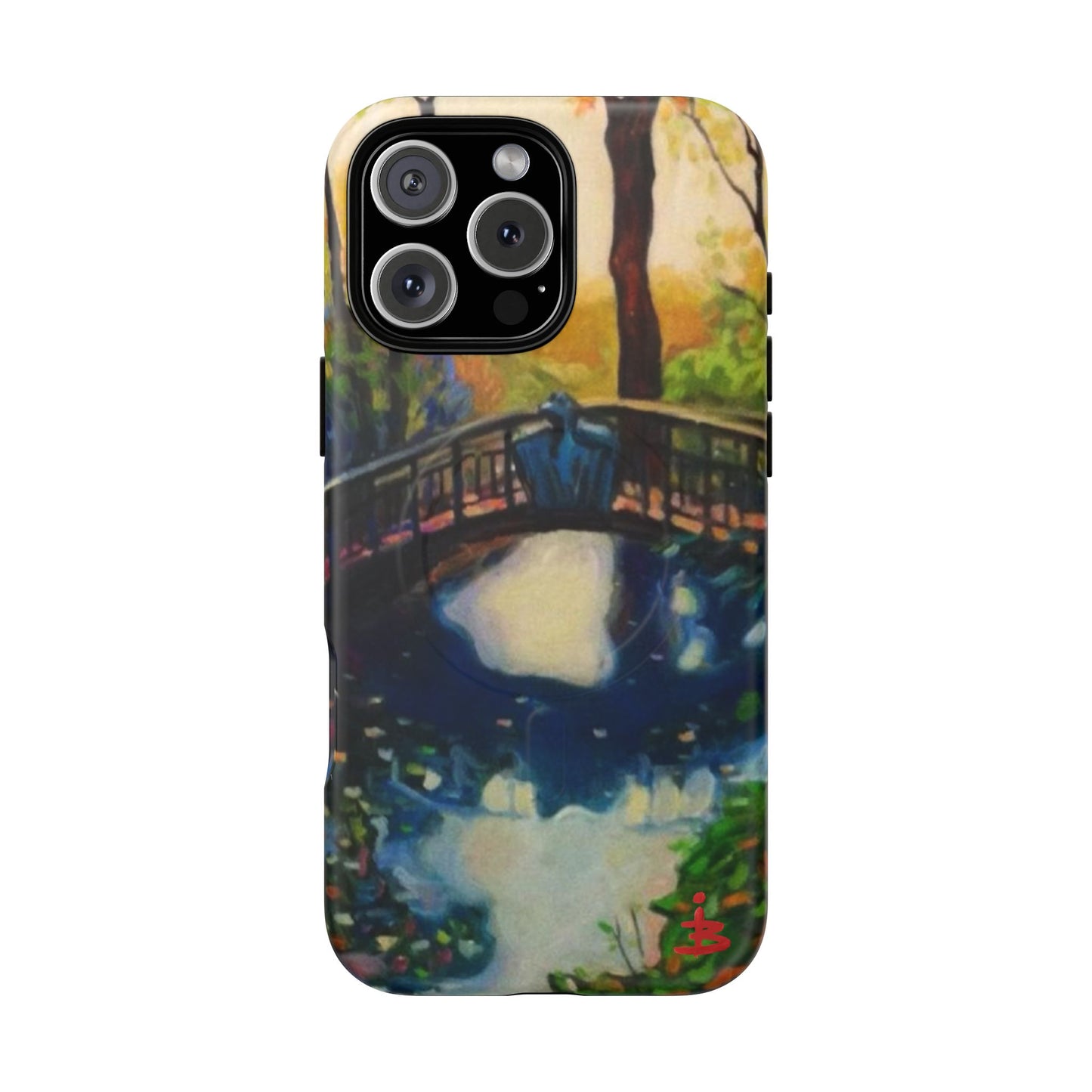 Artistic Bridge Phone Case — Romantic Watercolor Landscape Tough Magnetic Case