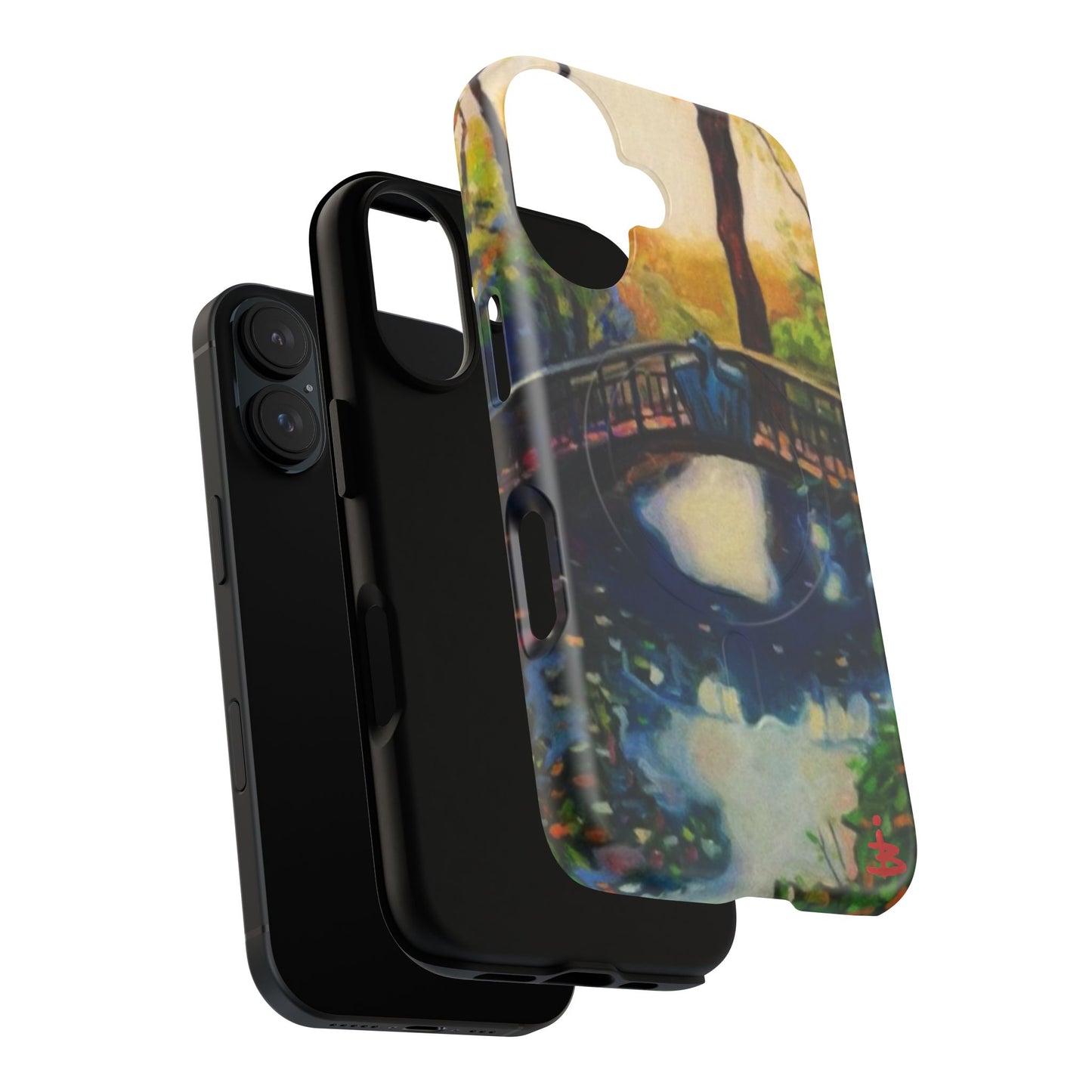 Artistic Bridge Phone Case — Romantic Watercolor Landscape Tough Magnetic Case