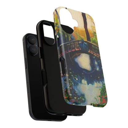 Artistic Bridge Phone Case — Romantic Watercolor Landscape Tough Magnetic Case