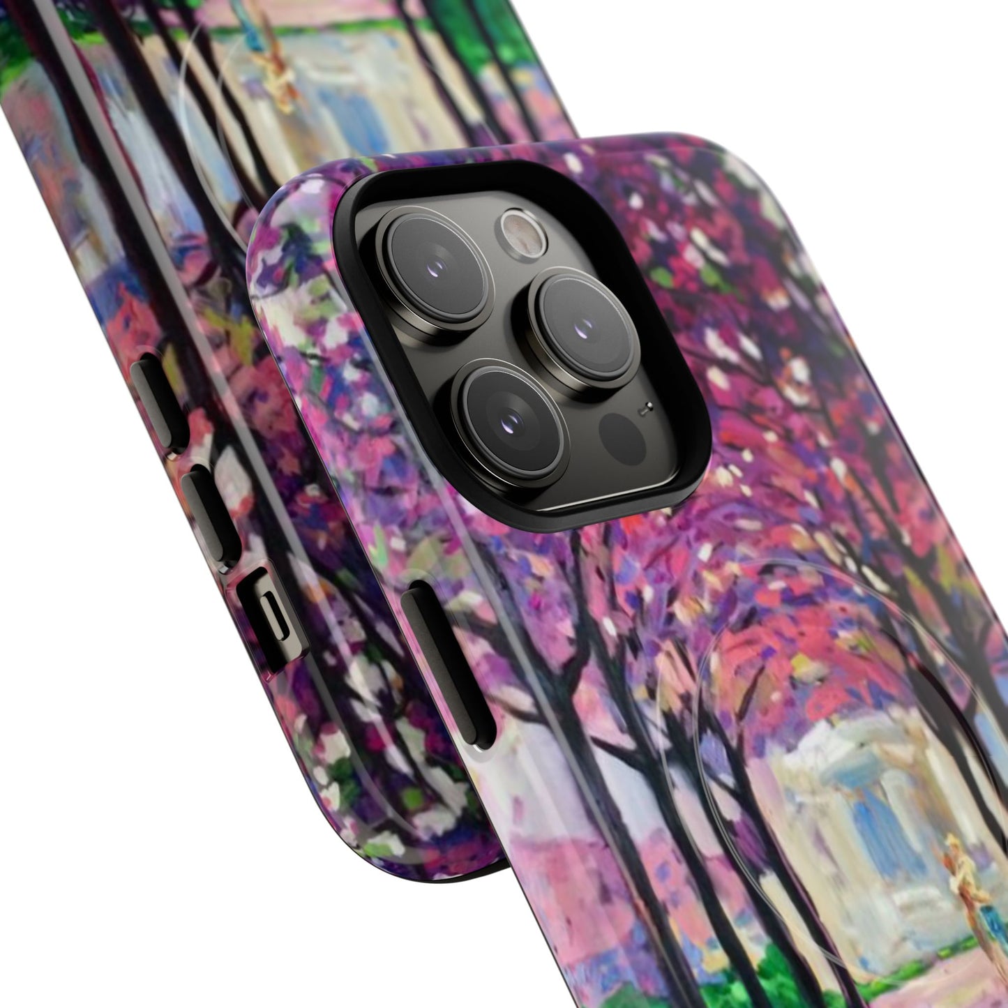 Handyhülle mit Blumenmuster – Robuste magnetische Hülle mit rosa Kirschblüten