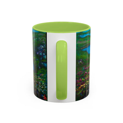 Kaffeetasse mit malerischem Seemotiv – blaue Innenseite