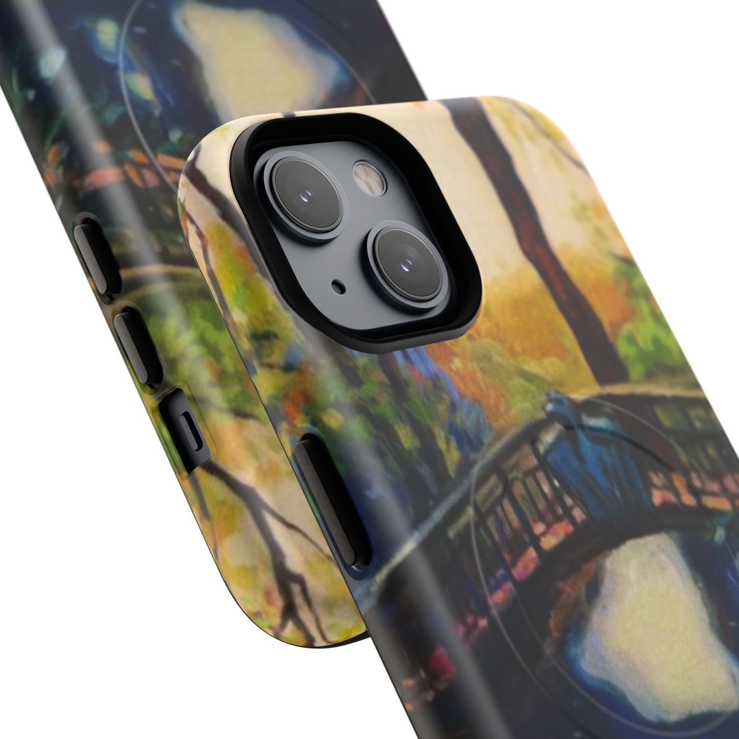 Artistic Bridge Phone Case — Romantic Watercolor Landscape Tough Magnetic Case