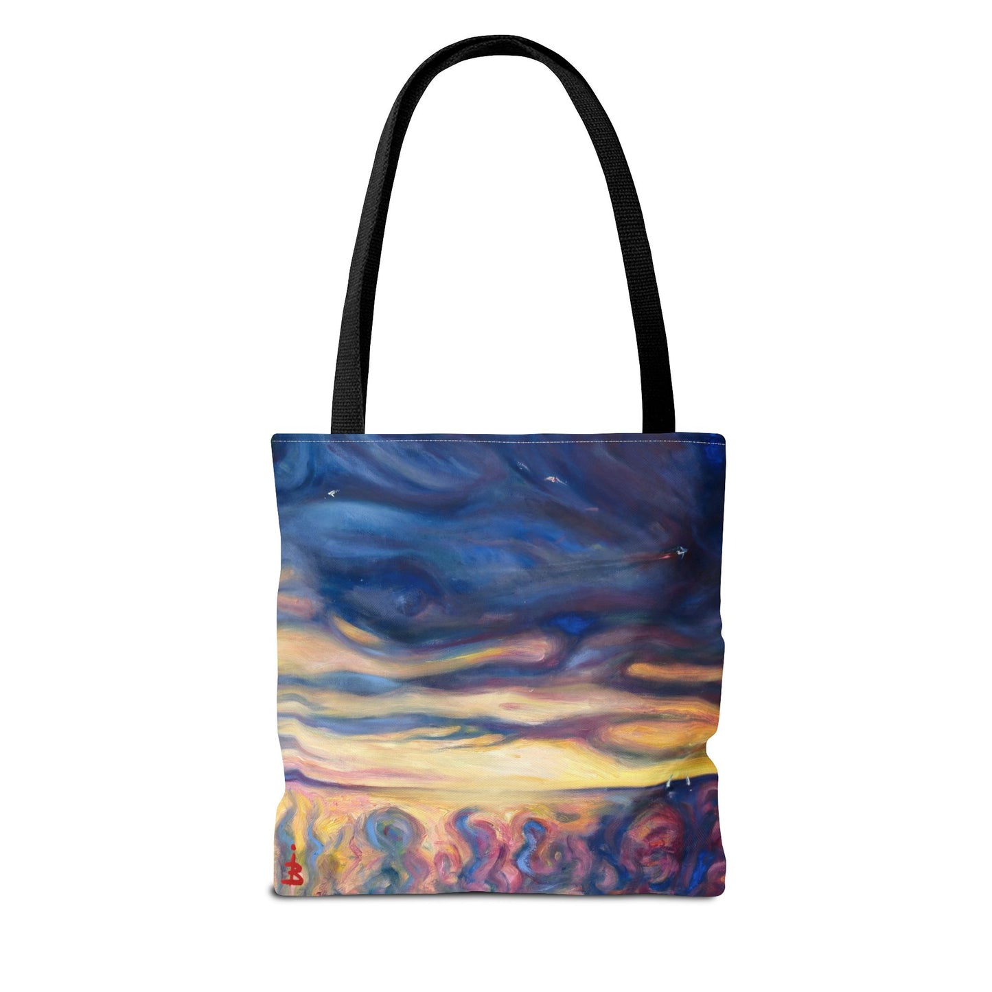 Tragetasche „Sonnenuntergangs-Traumlandschaft“ – Abstrakter Nachthimmel-Allover-Print