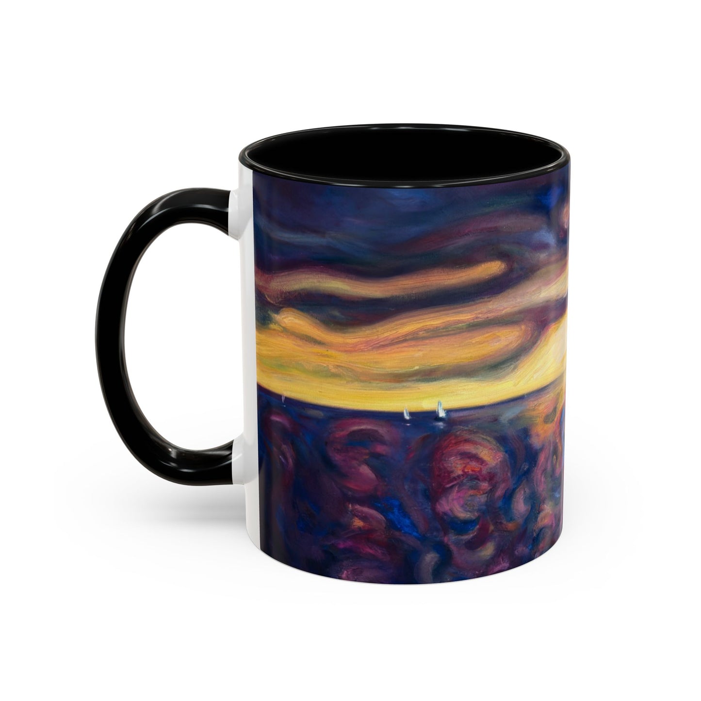 Kaffeetasse „Sunset Dreamscape“ – Tasse mit abstraktem Sonnenuntergangsmotiv (325 ml)