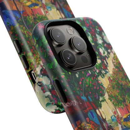 Magnetische Handyhülle – Farbenfrohe impressionistische Straßenszene