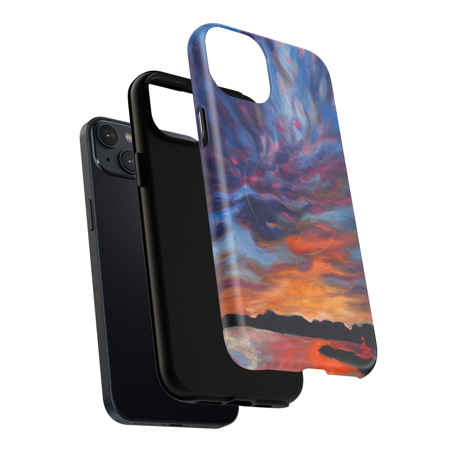 Magnetische Handyhülle – Abstraktes Sonnenuntergangsmuster für iPhones