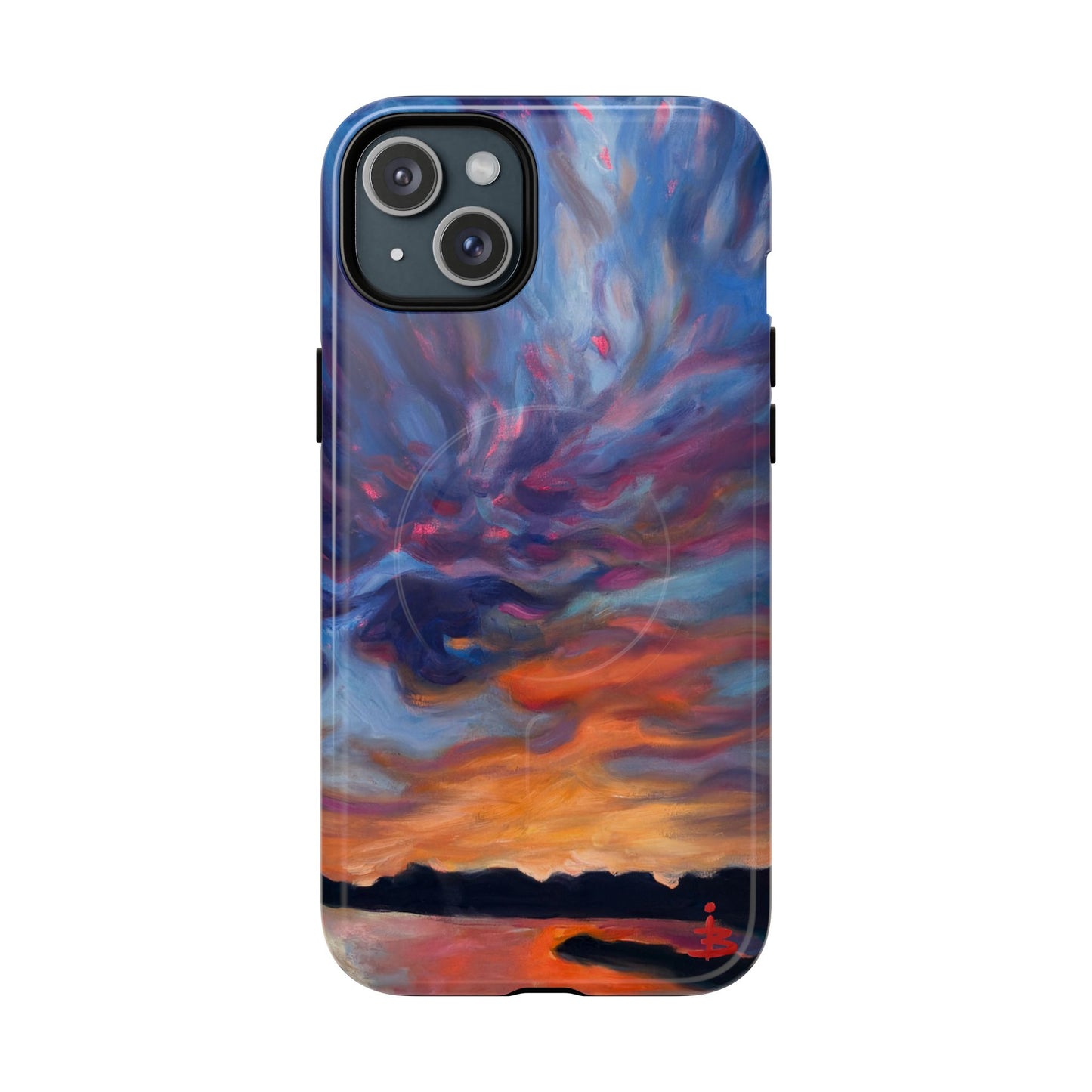 Magnetische Handyhülle – Abstraktes Sonnenuntergangsmuster für iPhones