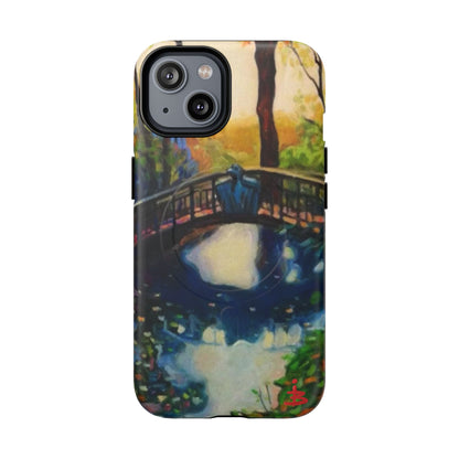Artistic Bridge Phone Case — Romantic Watercolor Landscape Tough Magnetic Case