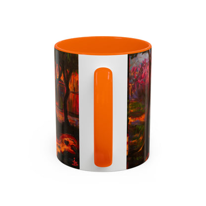 Kaffeetasse mit herbstlichem Hundemotiv – Tasse mit floralem Waldakzent (325 ml)