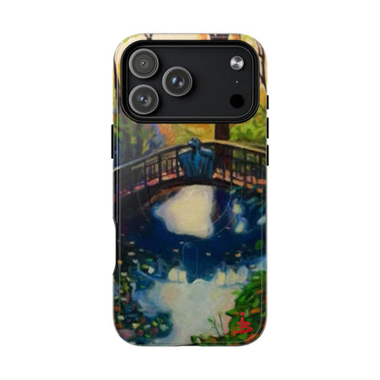 Artistic Bridge Phone Case — Romantic Watercolor Landscape Tough Magnetic Case