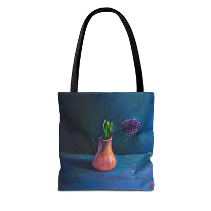 Florale Stillleben-Einkaufstasche – Malereische Vase & Lila Blüte AOP