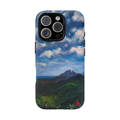 Robuste magnetische Handyhülle – Malerischer Meerblick mit bewölktem Himmel