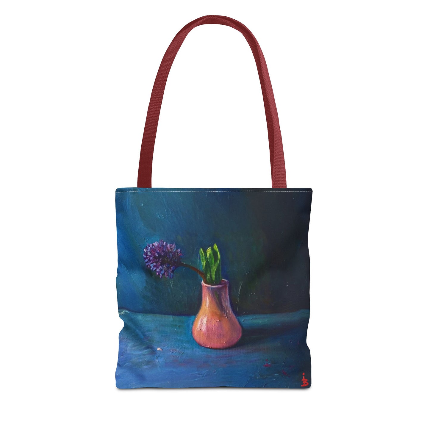 Florale Stillleben-Einkaufstasche – Malereische Vase & Lila Blüte AOP