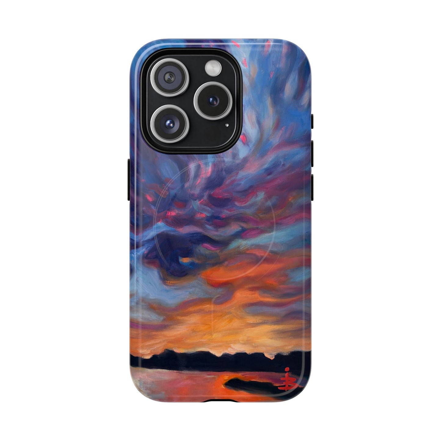 Magnetische Handyhülle – Abstraktes Sonnenuntergangsmuster für iPhones