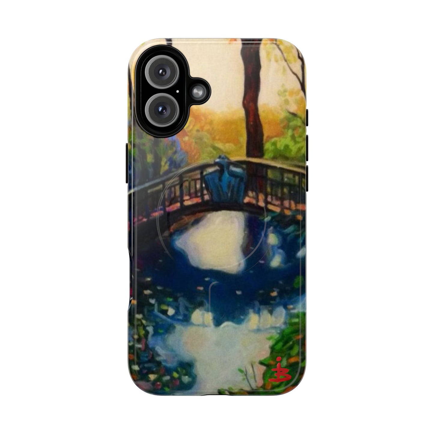 Artistic Bridge Phone Case — Romantic Watercolor Landscape Tough Magnetic Case