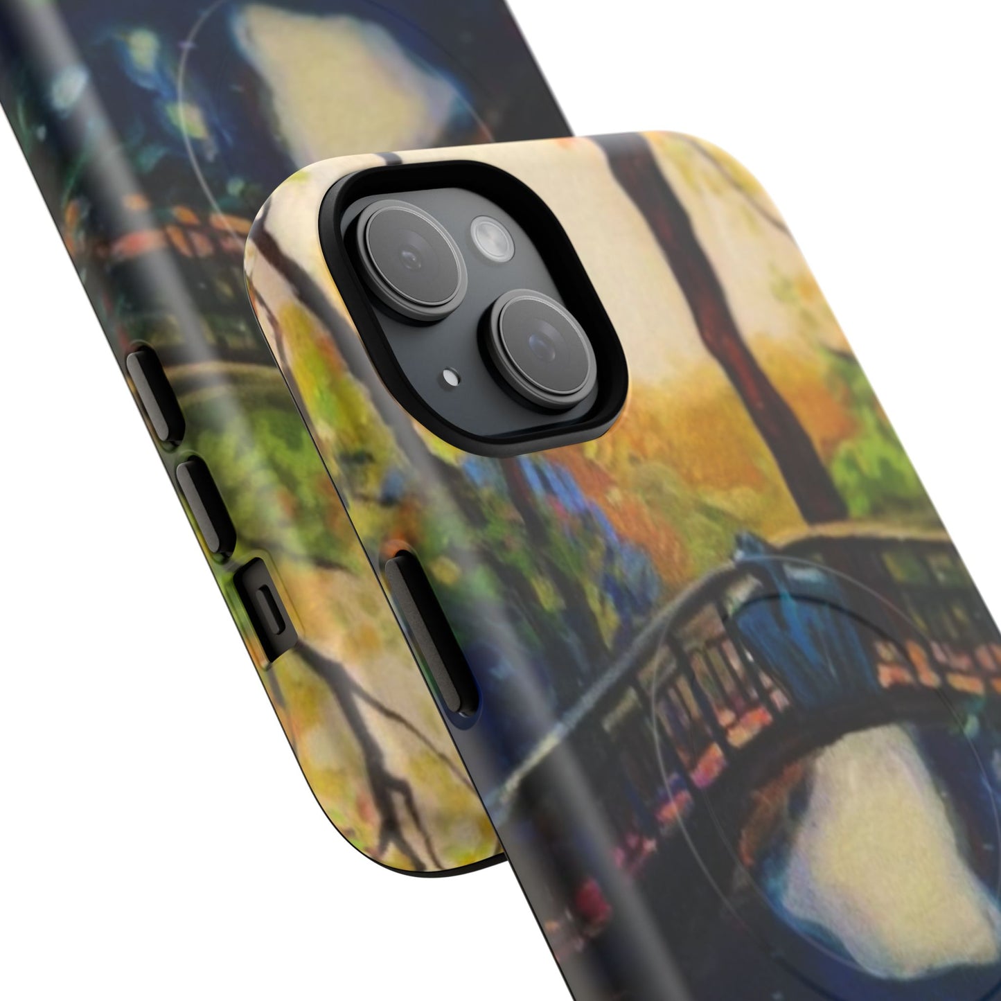 Artistic Bridge Phone Case — Romantic Watercolor Landscape Tough Magnetic Case