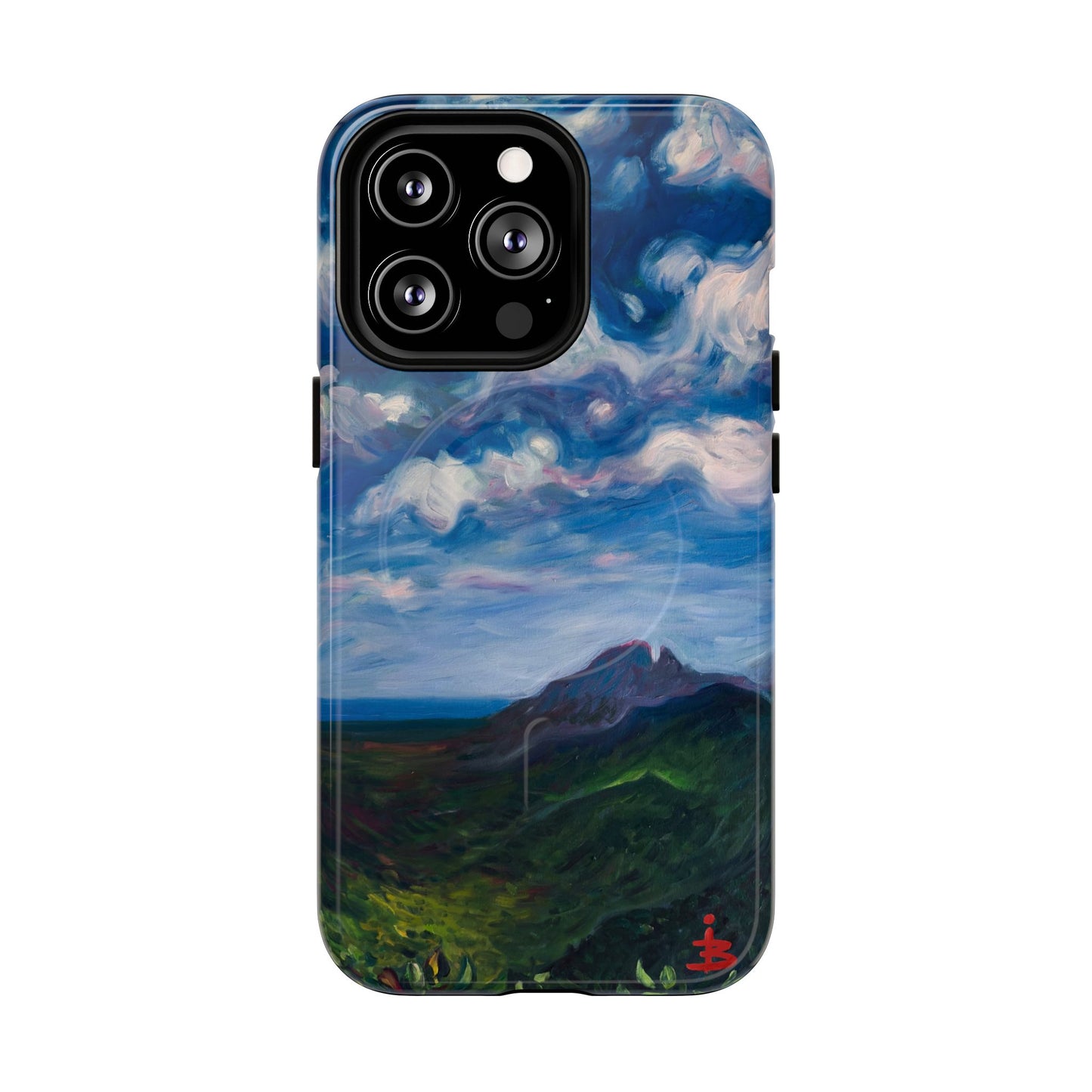 Robuste magnetische Handyhülle – Malerischer Meerblick mit bewölktem Himmel