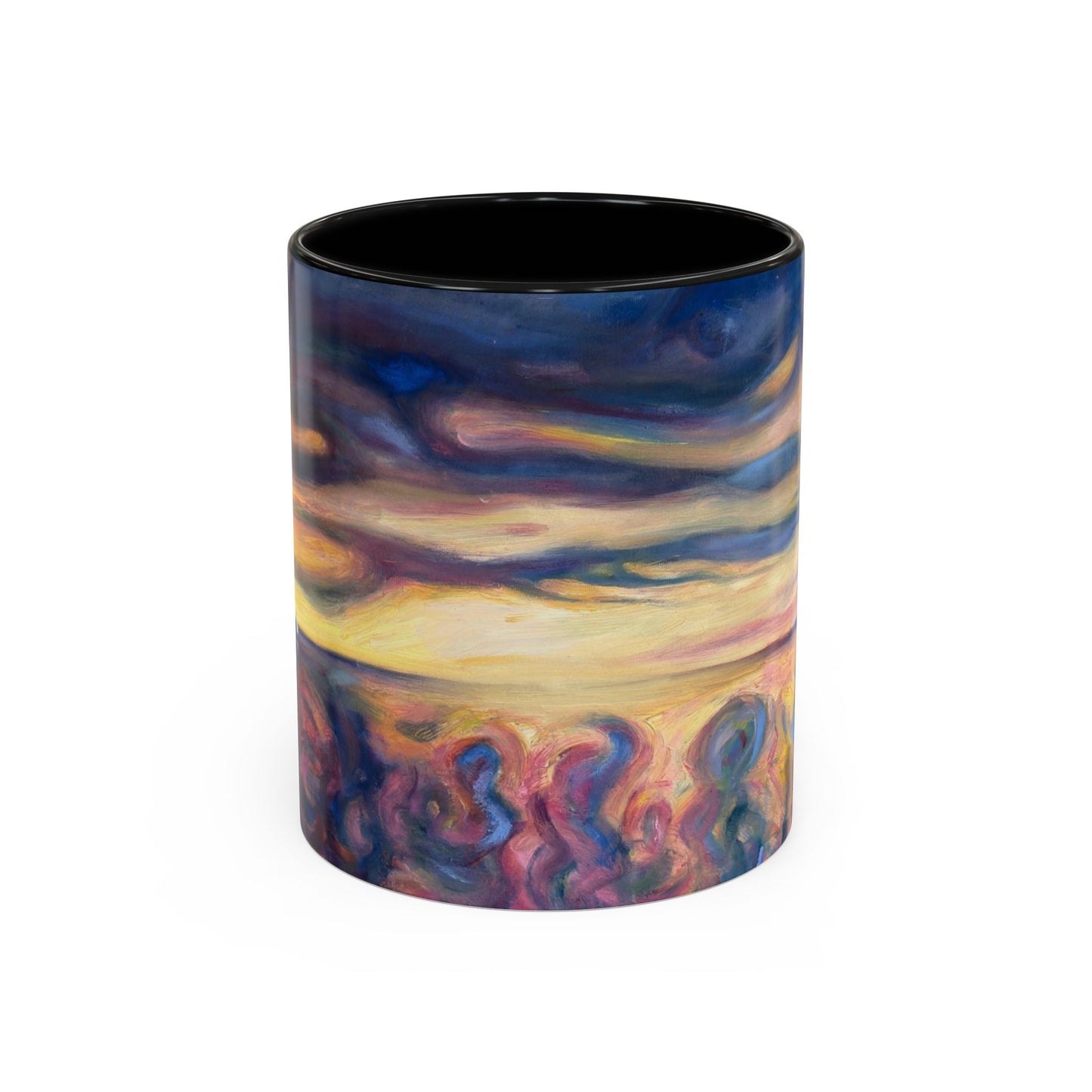 Kaffeetasse „Sunset Dreamscape“ – Abstrakte Wirbel-Akzentkunst 11/15oz