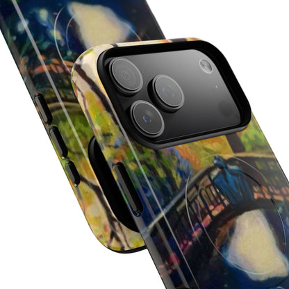 Artistic Bridge Phone Case — Romantic Watercolor Landscape Tough Magnetic Case
