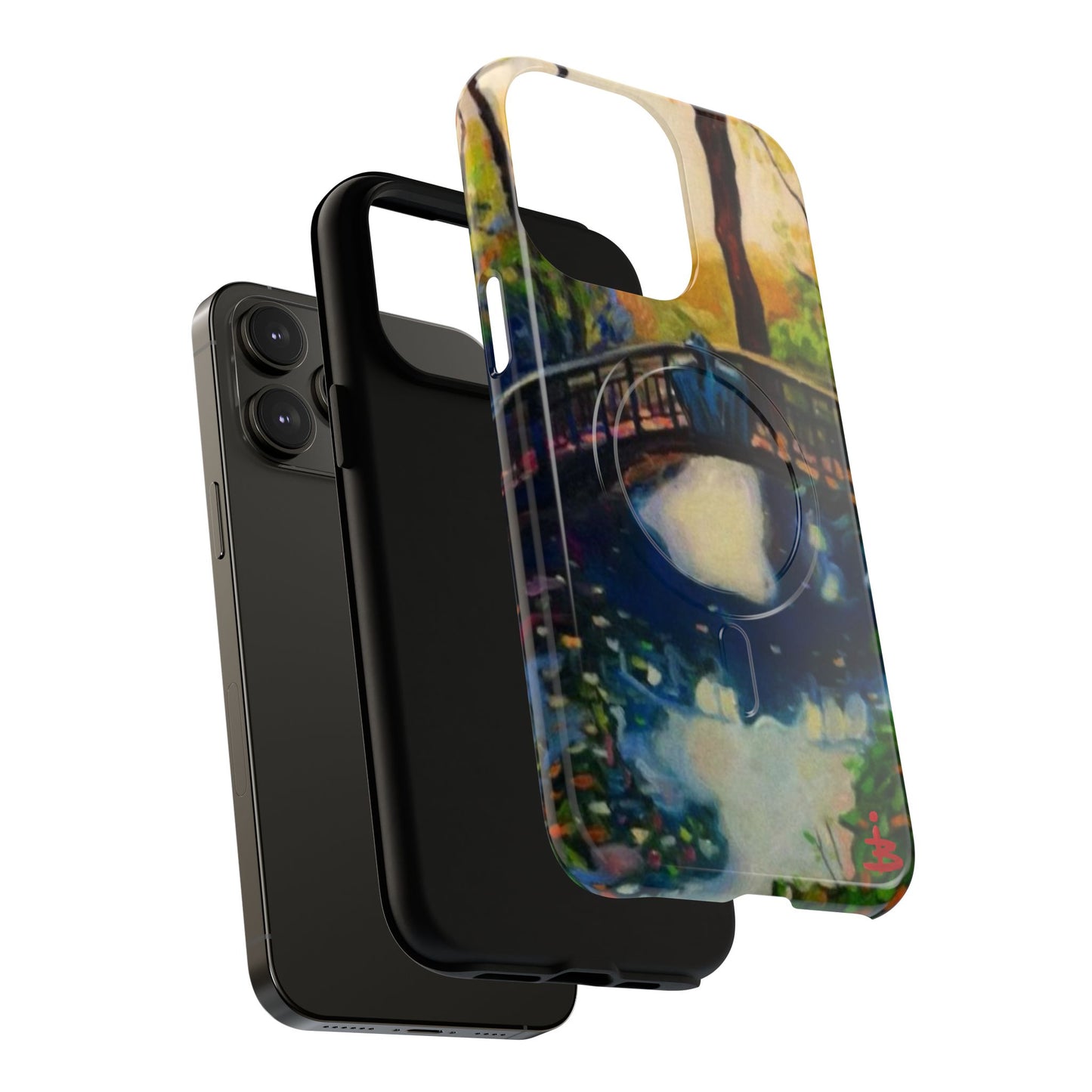 Artistic Bridge Phone Case — Romantic Watercolor Landscape Tough Magnetic Case