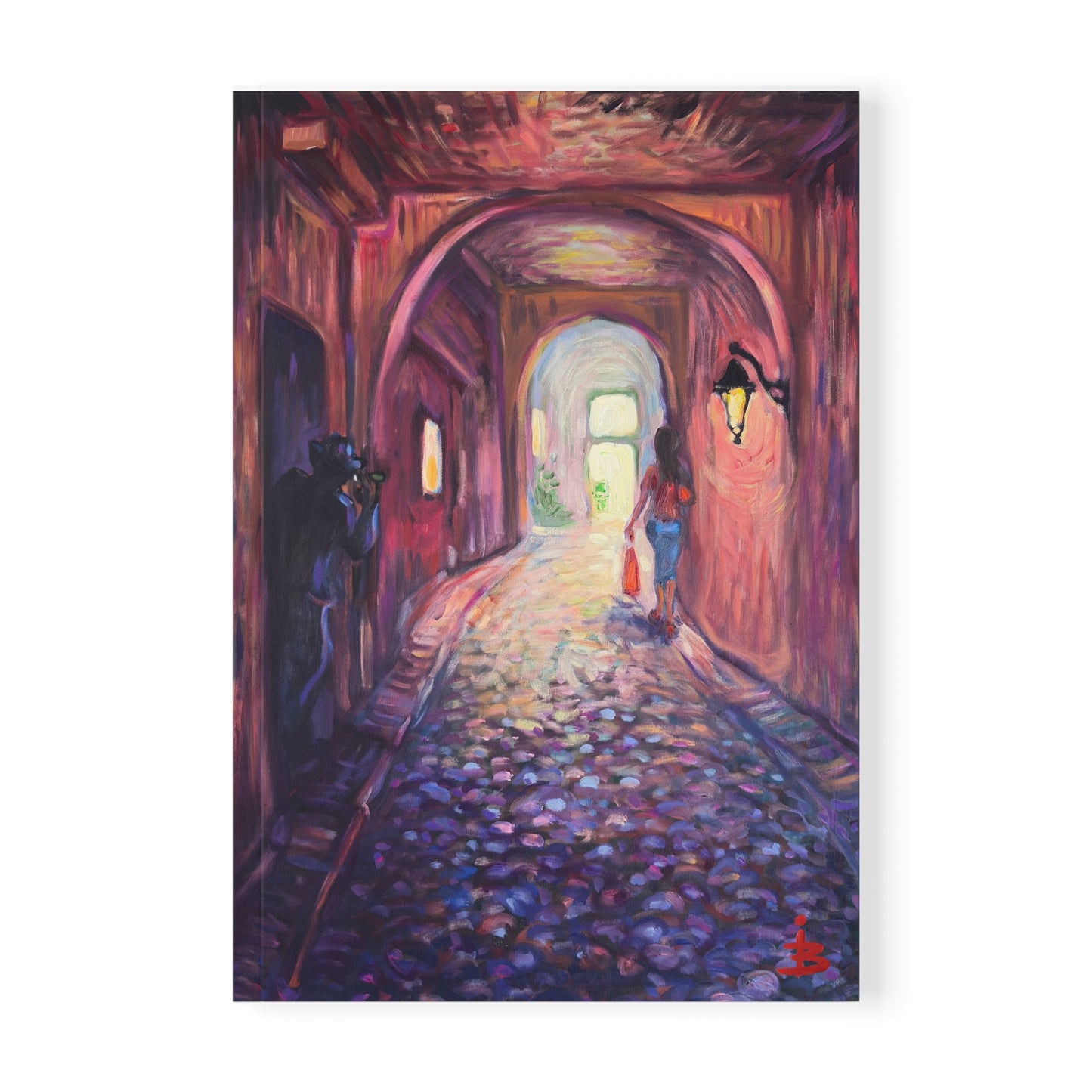 A5 Notizbuch mit Softcover – Romantisches Kunstjournal „Kopfsteinpflastergasse“