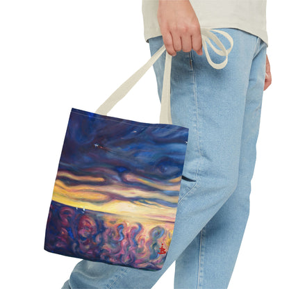 Tragetasche „Sonnenuntergangs-Traumlandschaft“ – Abstrakter Nachthimmel-Allover-Print