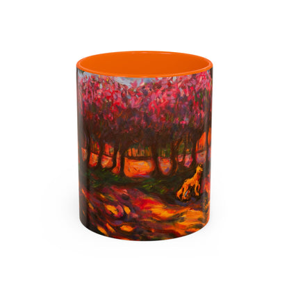 Kaffeetasse mit herbstlichem Hundemotiv – Tasse mit floralem Waldakzent (325 ml)