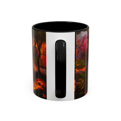 Kaffeetasse mit herbstlichem Hundemotiv – Tasse mit floralem Waldakzent (325 ml)