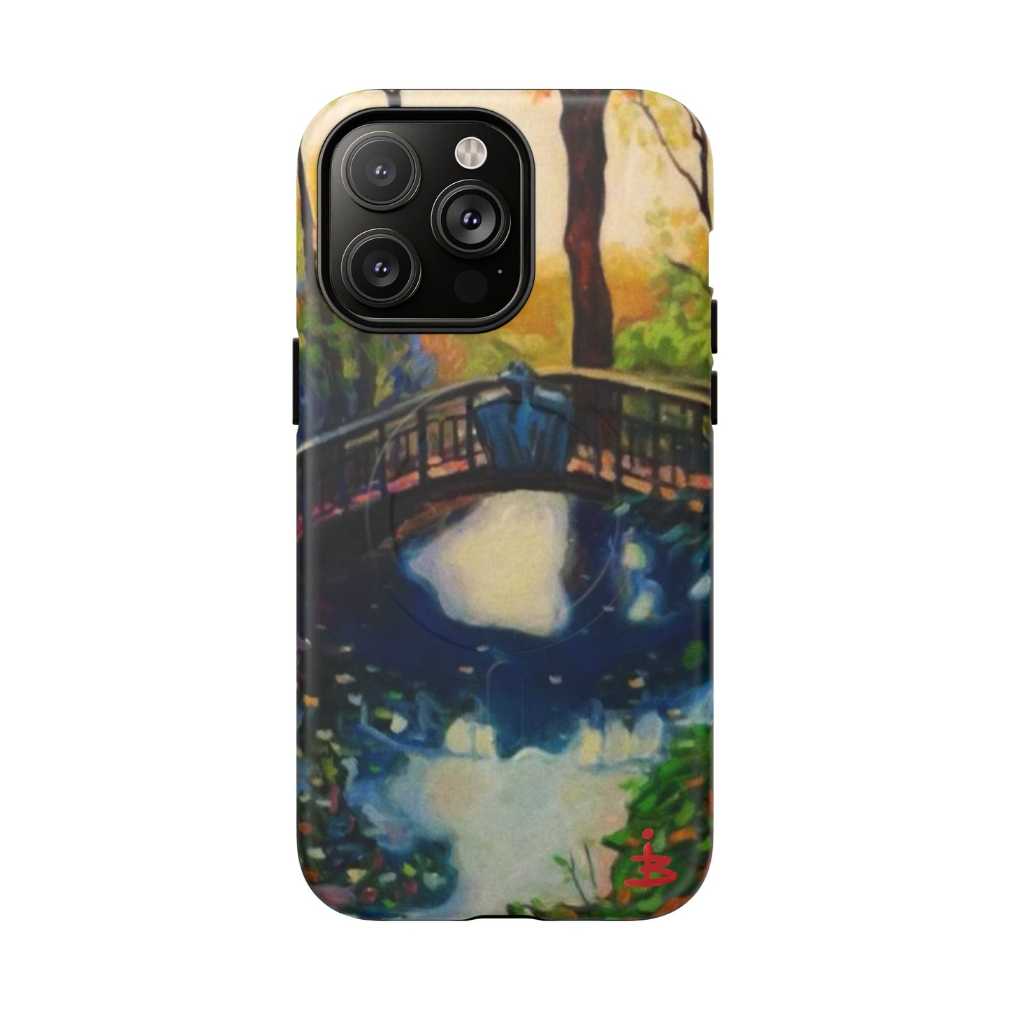 Artistic Bridge Phone Case — Romantic Watercolor Landscape Tough Magnetic Case