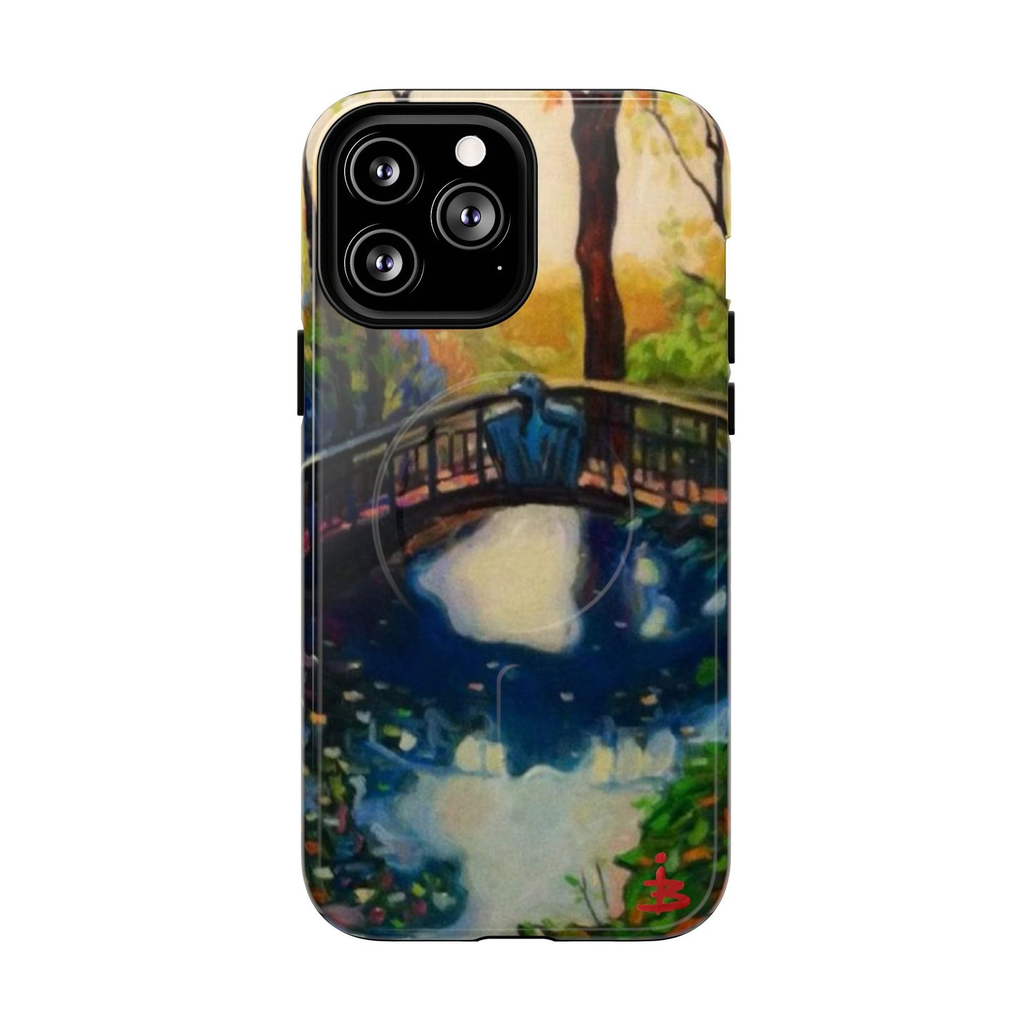 Artistic Bridge Phone Case — Romantic Watercolor Landscape Tough Magnetic Case