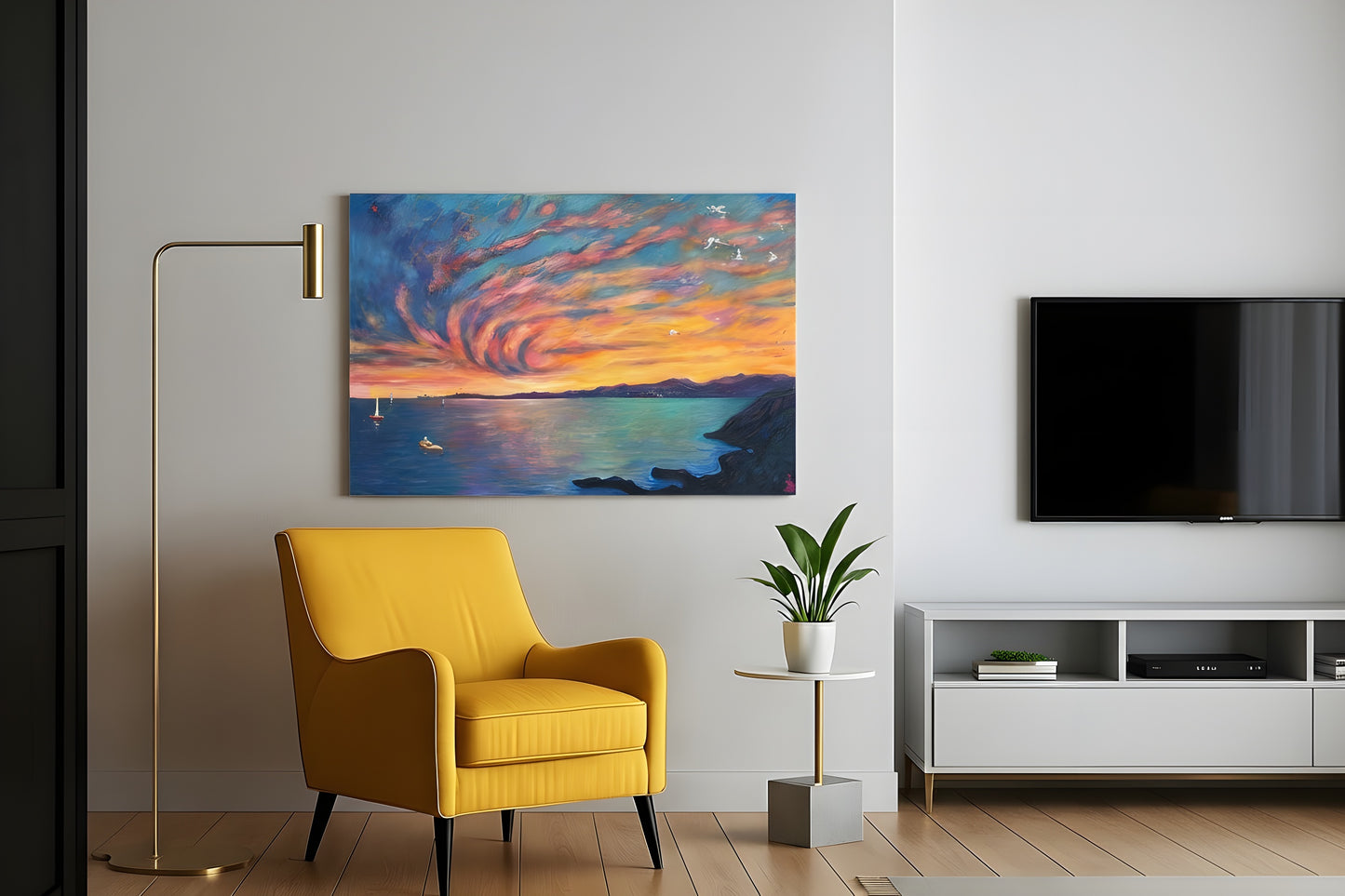 Art print seascape orange sunset - Arrived